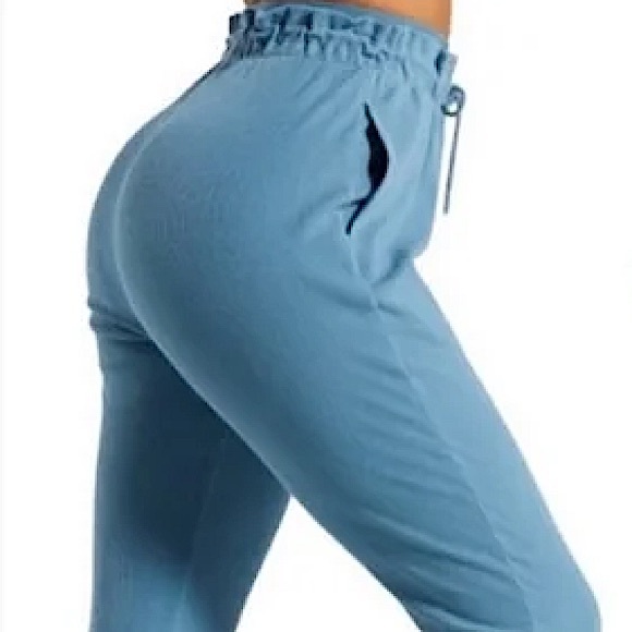 Gymshark Studio Pants Teal Ribbed Joggers Size S High Rise GLJG3691 Gym Lounge - Picture 4 of 15